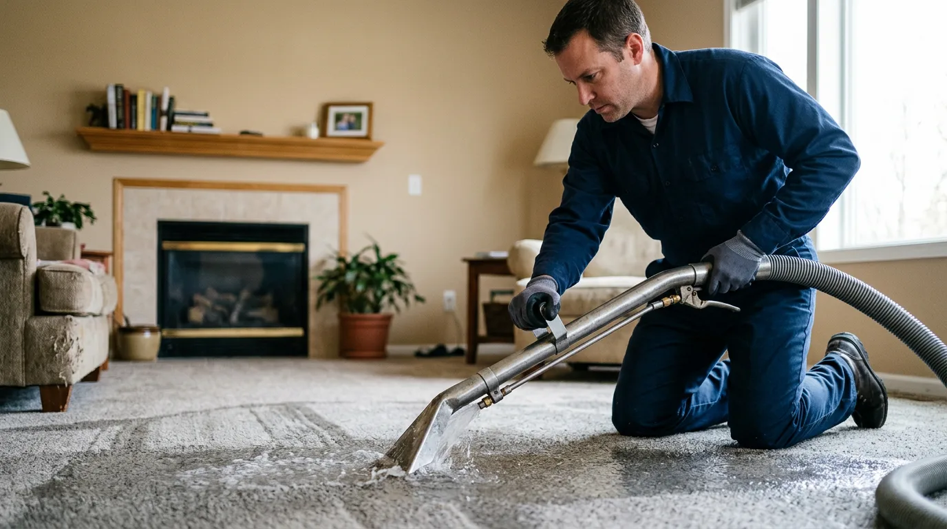 Water damage restoration technician working near University Park, TX
